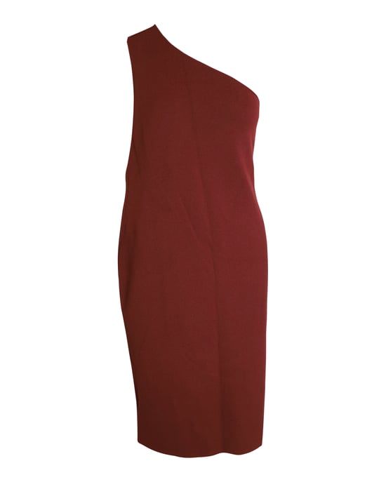 Bottega Veneta jurk met één schouder in roestbruine viscose. - Image 1