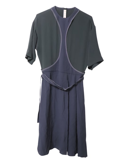 Marni jurk met contrasterende stiksels en panelen in veelkleurige viscose. - Image 5