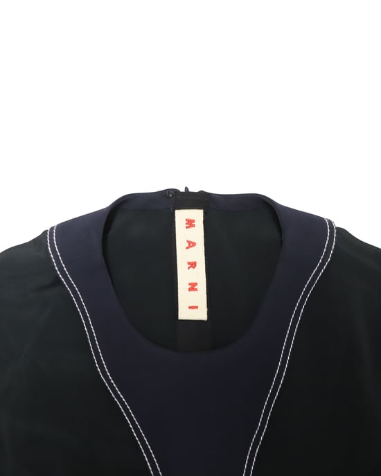 Marni jurk met contrasterende stiksels en panelen in veelkleurige viscose. - Image 6