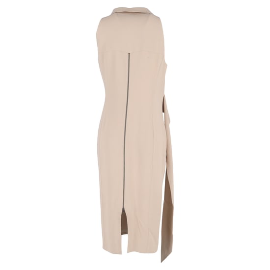 Roland Mouret midi-jurk met wikkeleffect in beige viscose. - Image 3