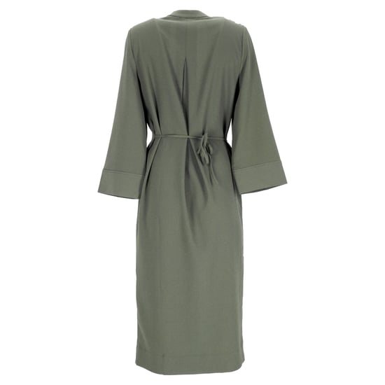 Ganni – Crepe Midi Wrap Dress – Armégrön polyesterklänning - Image 3