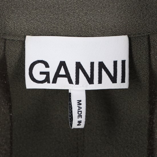 Ganni – Crepe Midi Wrap Dress – Armégrön polyesterklänning - Image 4