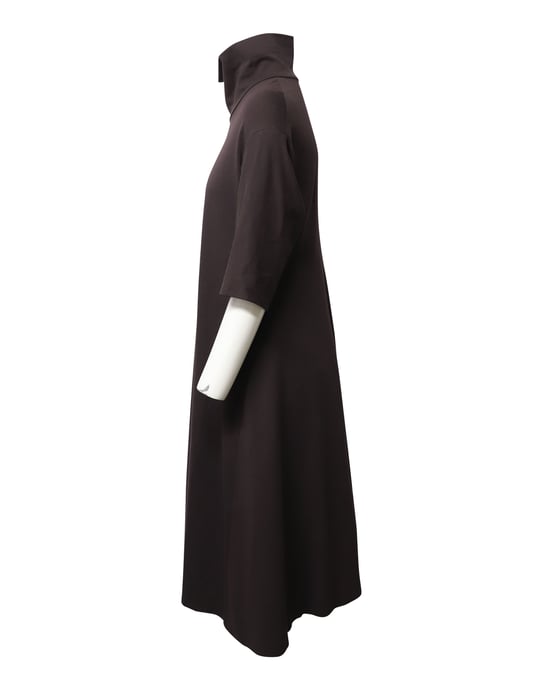 Jil Sander Turtleneck A-Line Dress in Brown Modal - Image 2