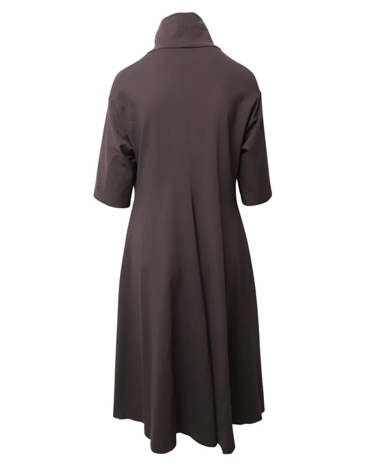 Jil Sander Turtleneck A-Line Dress in Brown Modal - Image 3
