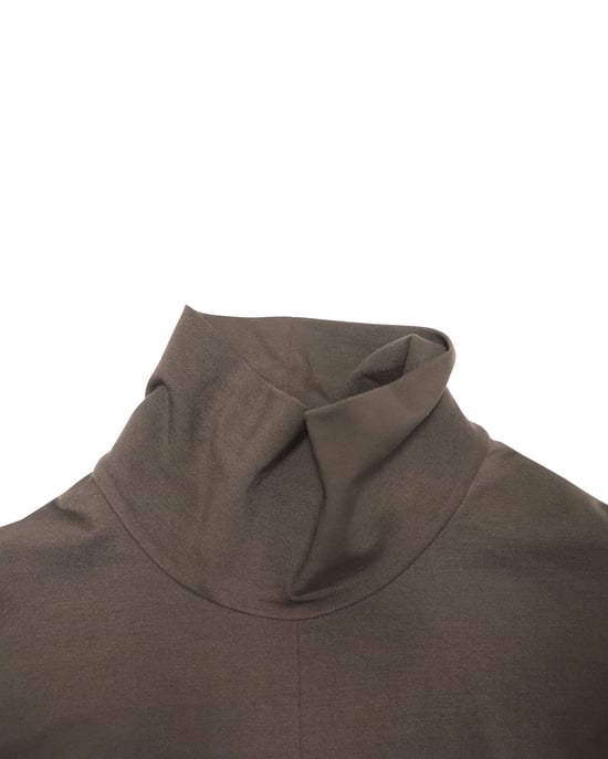 Jil Sander Turtleneck A-Line Dress in Brown Modal - Image 6