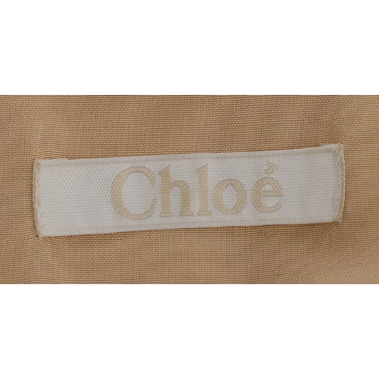 Chloé midi-jurk met V-hals en korte mouwen in beige zijde - Image 4