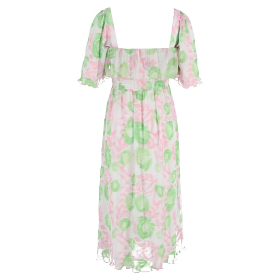 Ganni blommigt rynkad midiklänning i flerfärgad polyester - Image 3