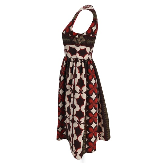Valentino midi-jurk met bloemen- en Aztekenprint in veelkleurige wol - Image 2
