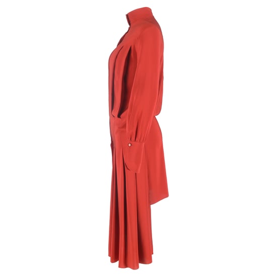 Chloé midi-jurk met colkraag en knoopsluiting aan de achterkant in rode zijde - Image 2