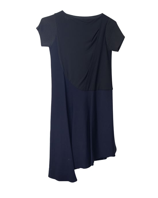 Balenciaga Vintage gebreide jurk in marineblauwe rayon - Image 5