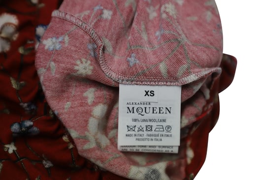 Alexander McQueen Asymmetrische Jurk met Gedrapeerde Achterkant en Bloemenprint in Veelkleurige Wol - Image 5