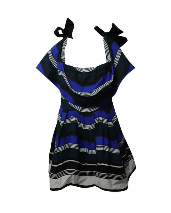 Fendi gestreepte off-shoulder jurk met ruches in veelkleurig katoen - Image 1