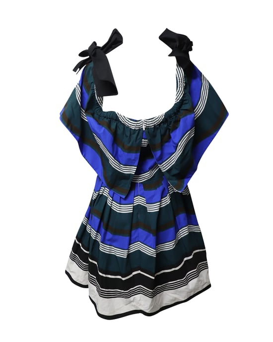 Fendi gestreepte off-shoulder jurk met ruches in veelkleurig katoen - Image 3