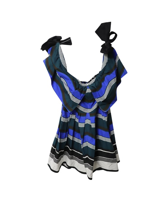 Fendi gestreepte off-shoulder jurk met ruches in veelkleurig katoen - Image 5