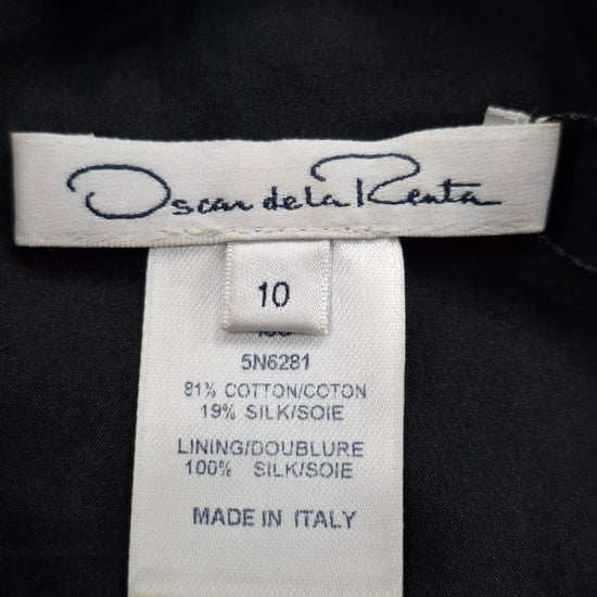 Mini-jurk met bloemenprint van Oscar De La Renta in zwart-wit katoen. - Image 3