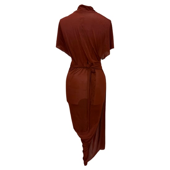 Rick Owens wikkeljurk tot halverwege de kuit in bruin cupro - Image 2