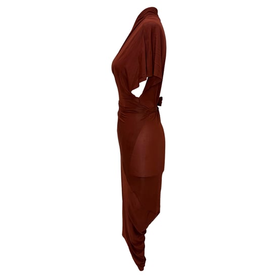 Rick Owens wikkeljurk tot halverwege de kuit in bruin cupro - Image 3
