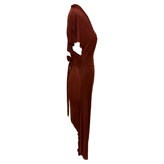 Rick Owens wikkeljurk tot halverwege de kuit in bruin cupro - Image 4