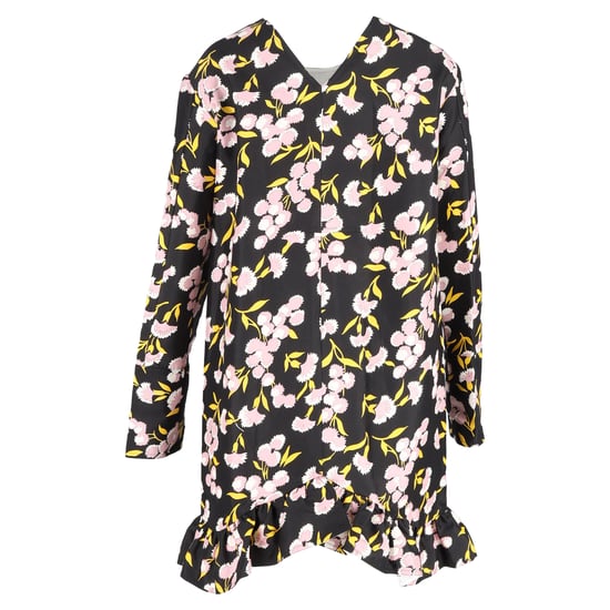 Marni knielange jurk met bloemenprint en ruches aan de zoom, gemaakt van veelkleurige zijde. - Image 3