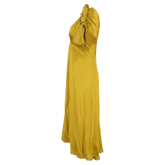Victoria Beckham midi-jurk met ruches in geel acetaat - Image 2