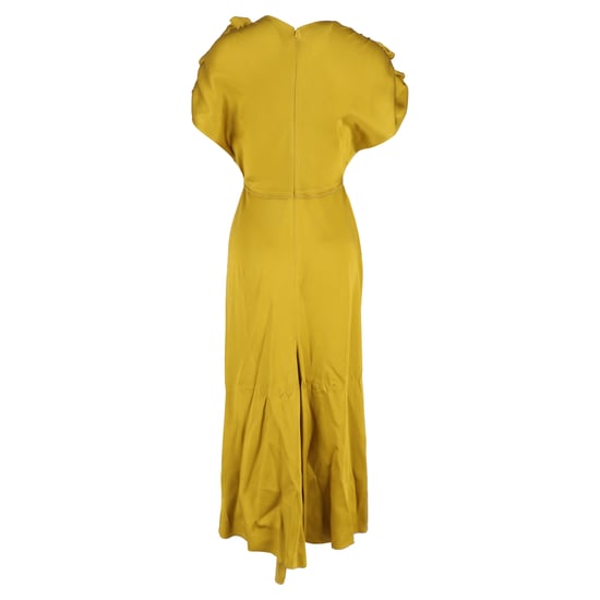 Victoria Beckham midi-jurk met ruches in geel acetaat - Image 3