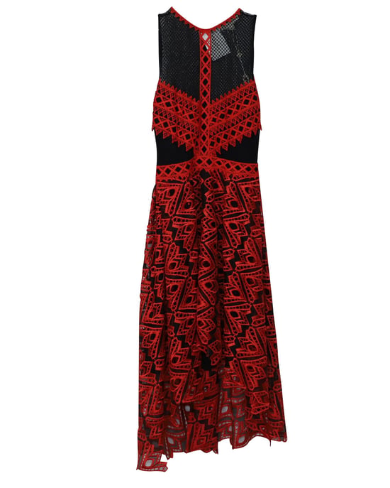 Jonathan Simkhai Geborduurde Hi-lo Halterjurk in Rood Polyester - Image 1
