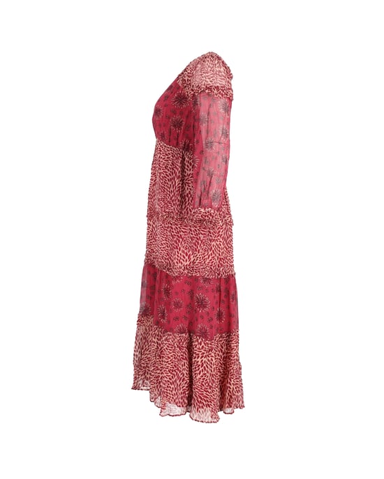 Ba&sh Gypsie Mixed Print Midi Dress In Burgundy Viscose - Image 2