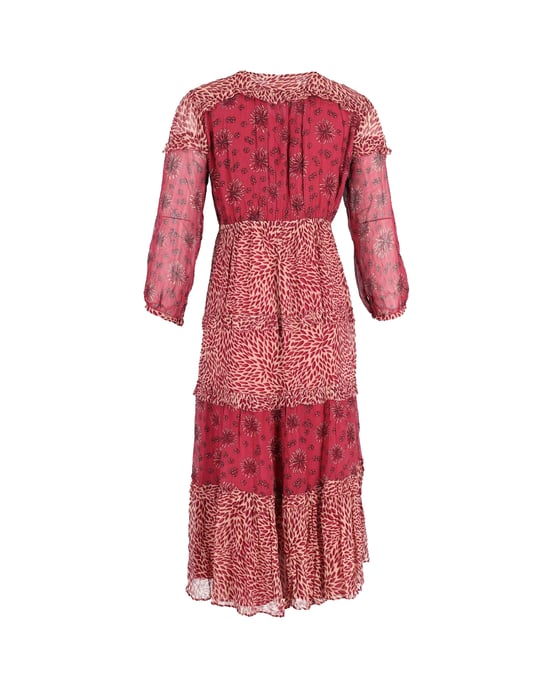 Ba&sh Gypsie Mixed Print Midi Dress In Burgundy Viscose - Image 3