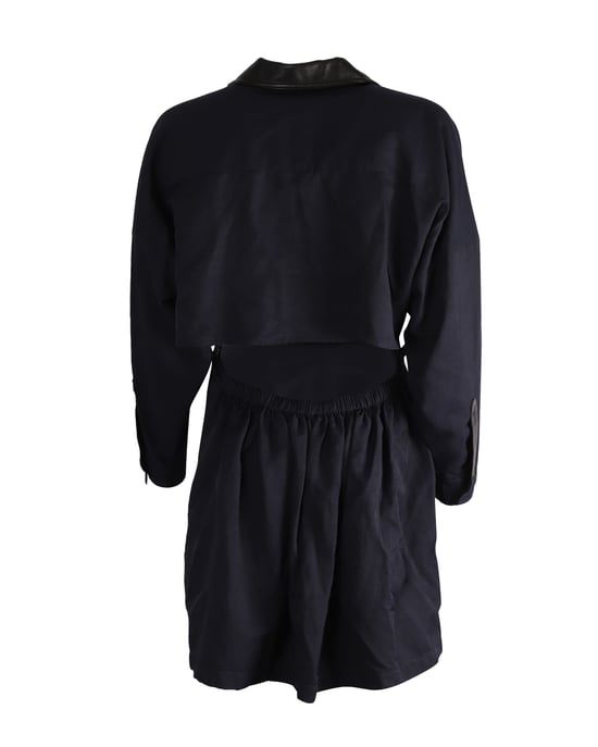 Stella McCartney jurk met kraag van imitatieleer in marineblauwe polyamide - Image 3