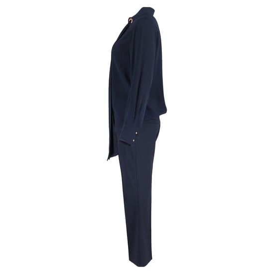 Chloé Tie Neck Blouse and Trousers Set in Navy Blue Viscose - Image 2