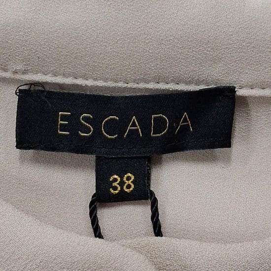 Escada – Knälång klänning med mandarinkrage i beige triacetat - Image 4