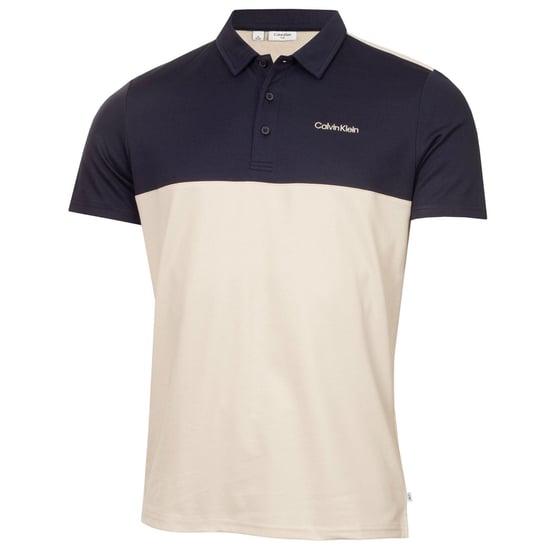 Calvin Klein Polo-tröja för män med krage och broderi (Havremjölk/Marinblå) - Image 1