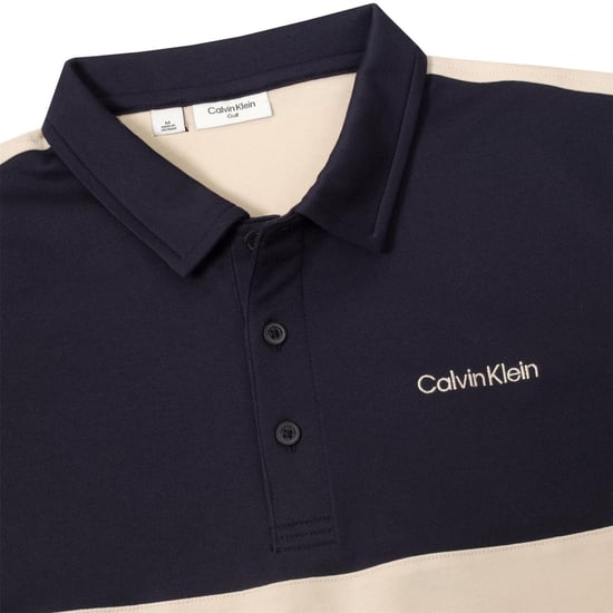 Calvin Klein Polo-tröja för män med krage och broderi (Havremjölk/Marinblå) - Image 3