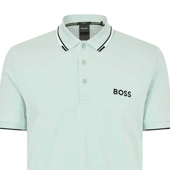 Boss Paddy Pro katoenen piqué-poloshirt voor heren (Turquoise groen) - Image 3