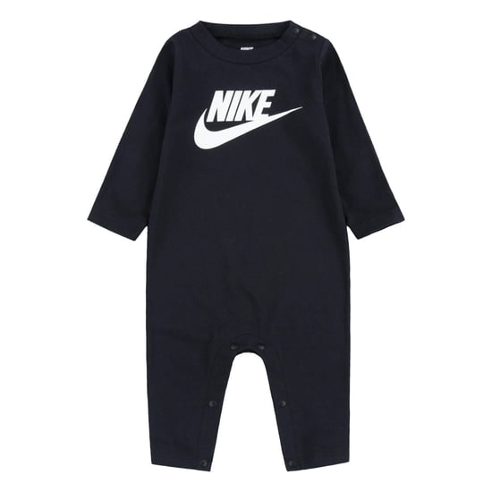 Girls Nike Crew Neck Long Sleeve Logo Print Romper in Black - Image 1