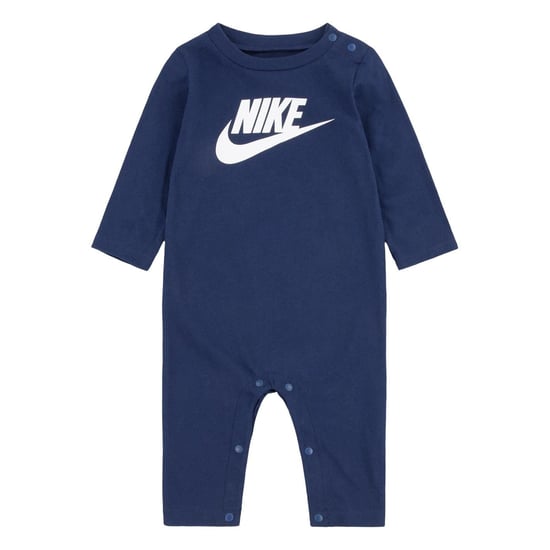 Girls Nike Crew Neck Long Sleeve Logo Print Romper in Navy - Image 1