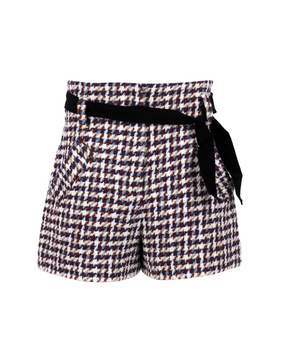 Maje shorts met hoge taille en riem in veelkleurig katoen - Image 1