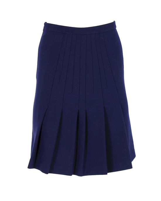Diane Von Furstenberg Knälång kjol med veckad rygg i marinblå polyester - Image 3