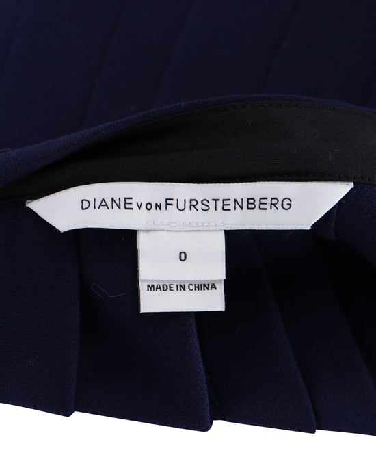 Diane Von Furstenberg Knälång kjol med veckad rygg i marinblå polyester - Image 4