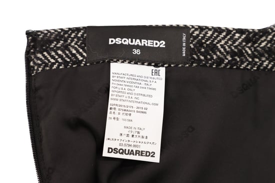 Dsquared2 Visgraatpatroon Potloodrok in Zwarte Wol - Image 4