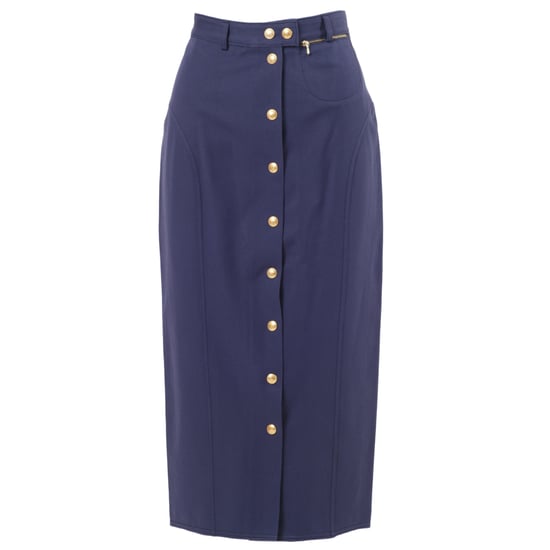 Gucci by Tom Ford Blå kjol med guldknappar fram - 00-tal - Image 1