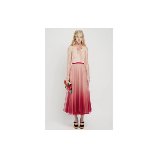 Röd Valentino Ombre Tyllkjol med A-linjemönster – 10-tal - Image 2
