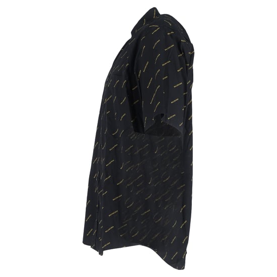 Balenciaga – Kortärmad skjorta med heltäckande logotyp, svart bomull - Image 2