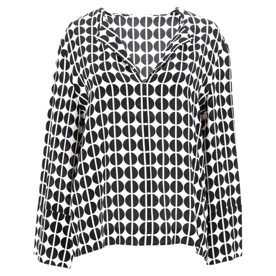 Etro Prickig Långärmad Blus i Svart och Vit Siden - Image 1