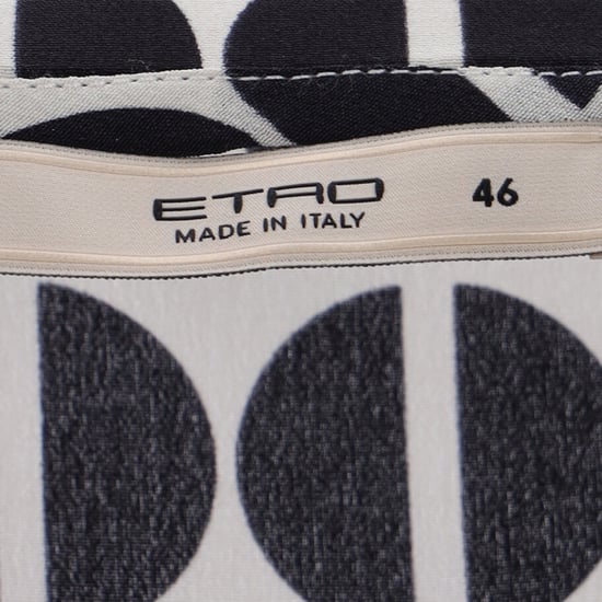 Etro Prickig Långärmad Blus i Svart och Vit Siden - Image 4
