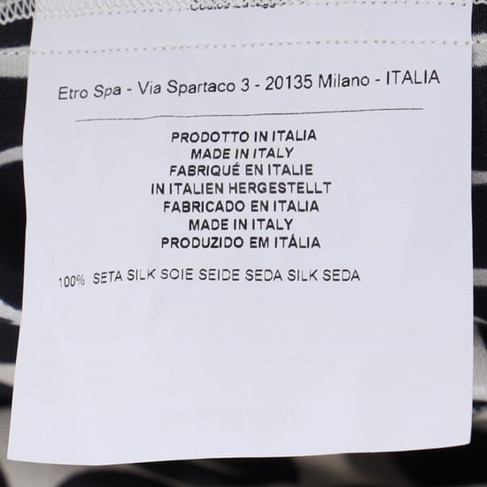 Etro Prickig Långärmad Blus i Svart och Vit Siden - Image 5