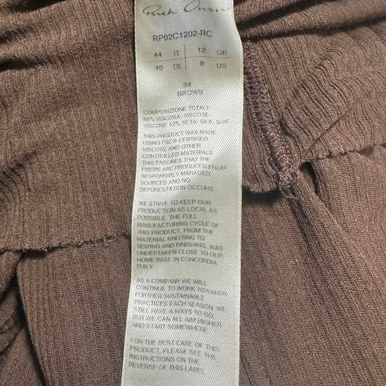 Rick Owens ribbad långärmad t-shirt i brun viskos - Image 5