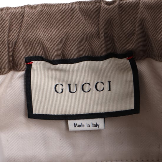Gucci – Kontrastrandiga byxor med logotypdetaljer i brun bomull - Image 4