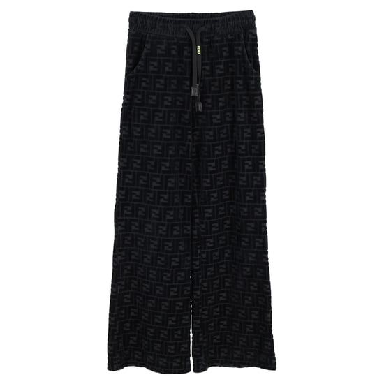 Fendi FF Drawstring Wide-Leg Trousers in Black Velvet - Image 1