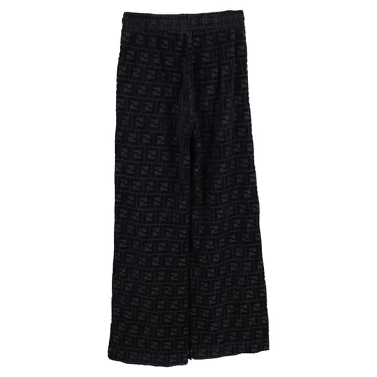 Fendi FF Drawstring Wide-Leg Trousers in Black Velvet - Image 2